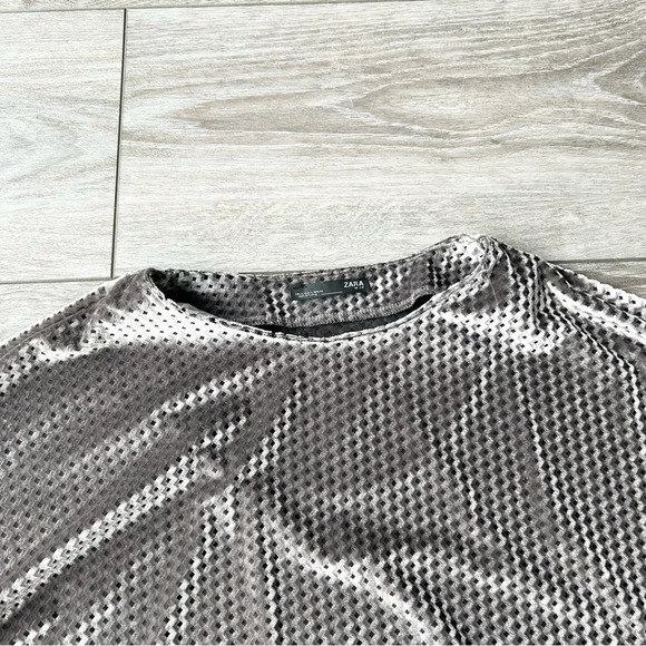 Zara Soft Smooth Velvet Zic Zac Textured Dolman Sleeve Tunics - Picture 6 of 11